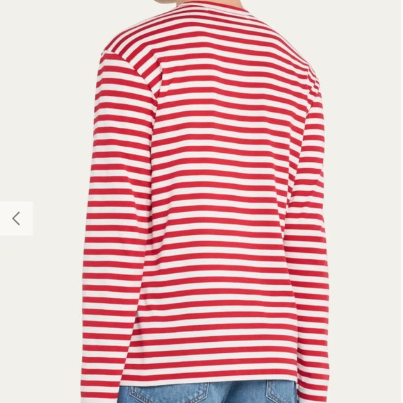 COMME DES GARCONS - Men's Striped T-Shirt with Small Heart - Picture 3 of 8